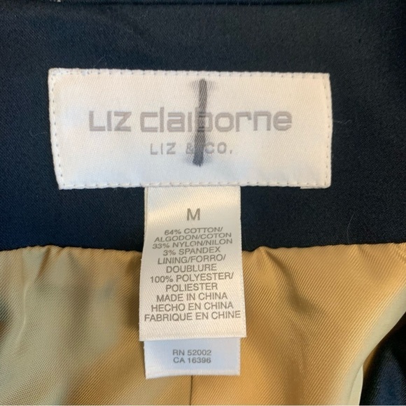LIZ Claiborne navy blue nautical trenchcoat Sz M - Picture 7 of 10